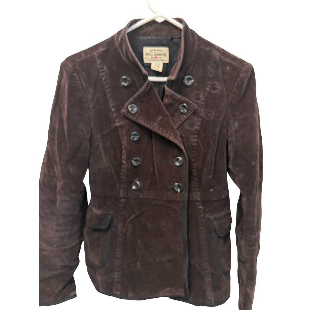 Vintage Ralph Lauren Polo Brown Corduroy Military Moto Jacket Medium